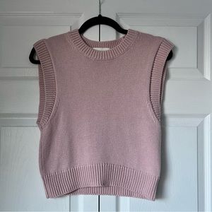 🌸 Aritzia Wilfred - Merino Wool Blend Fitted Sweater Vest, High Neck - Pink